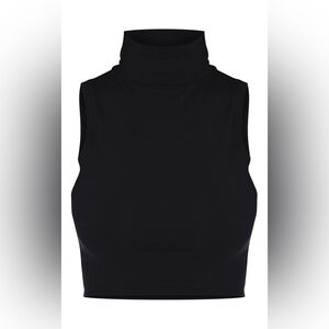 Pretty Little Thing Basic Black Roll Neck Sleeveless Top – Size 4 – NWT